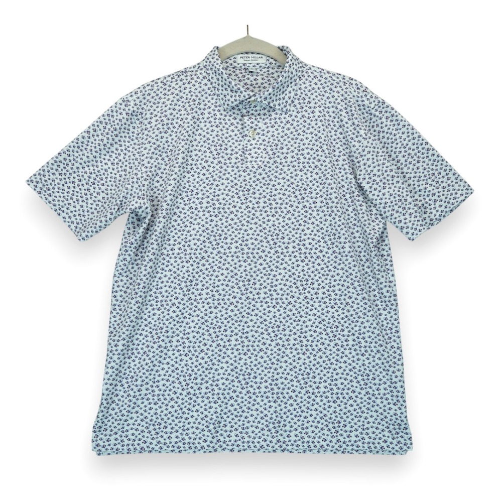 Peter Millar Summer Comfort Polo Boys Young Large(11-12) Fish Print EUC